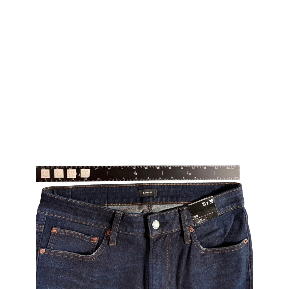 Express Jeans Mens 31x30 Blue Denim Dark Wash Hyper Stretch Slim Fit Straight